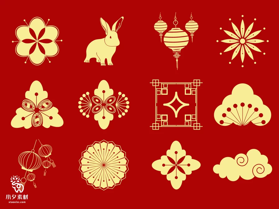 2023年兔年新年春节红色喜庆节日宣传创意海报展板背景AI矢量素材【002】